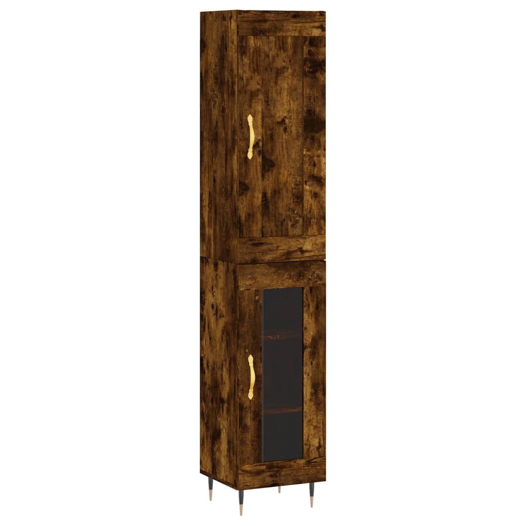 Hoge kast 34,5x34x180 cm bewerkt hout gerookt eikenkleurig - AllerleiShop