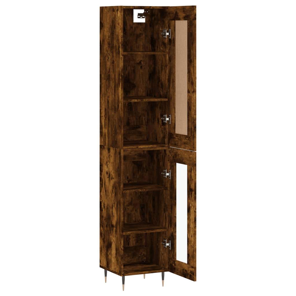 Hoge kast 34,5x34x180 cm bewerkt hout gerookt eikenkleurig - AllerleiShop