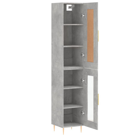 Hoge kast 34,5x34x180 cm bewerkt hout betongrijs - AllerleiShop