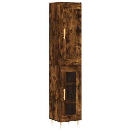 Hoge kast 34,5x34x180 cm bewerkt hout gerookt eikenkleurig - AllerleiShop