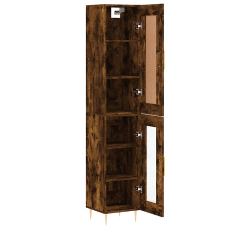 Hoge kast 34,5x34x180 cm bewerkt hout gerookt eikenkleurig - AllerleiShop