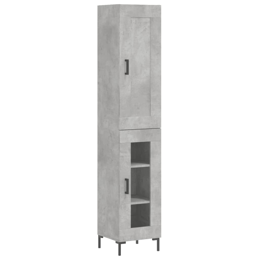 Hoge kast 34,5x34x180 cm bewerkt hout betongrijs - AllerleiShop