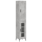 Hoge kast 34,5x34x180 cm bewerkt hout betongrijs - AllerleiShop