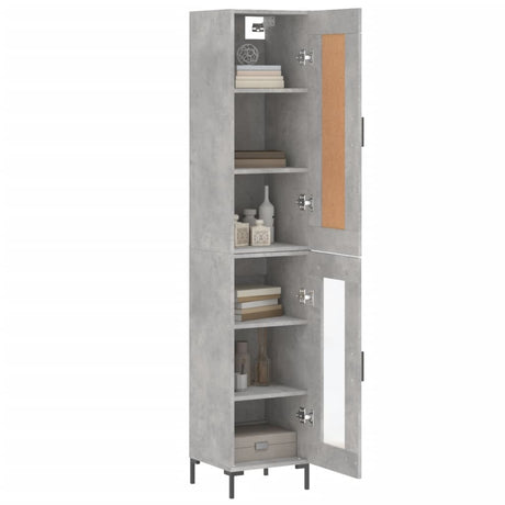 Hoge kast 34,5x34x180 cm bewerkt hout betongrijs - AllerleiShop