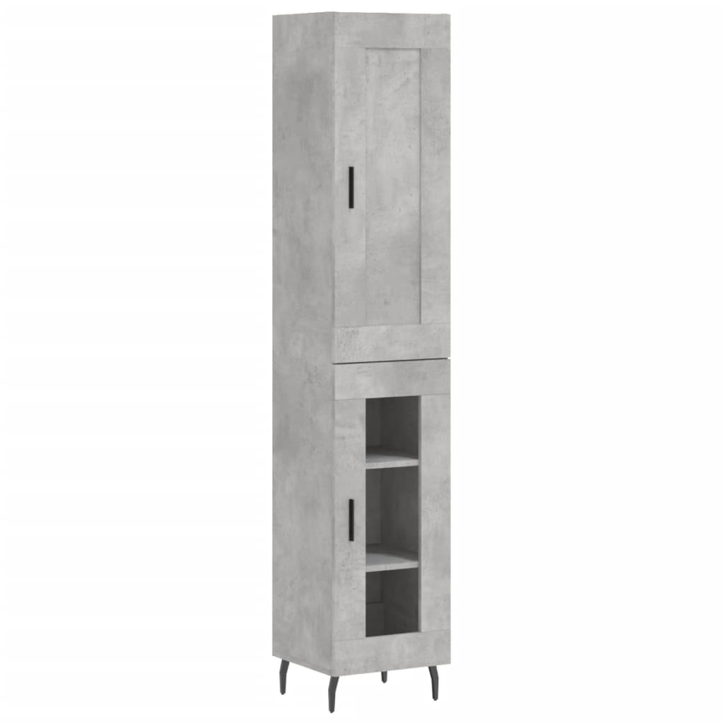 Hoge kast 34,5x34x180 cm bewerkt hout betongrijs - AllerleiShop