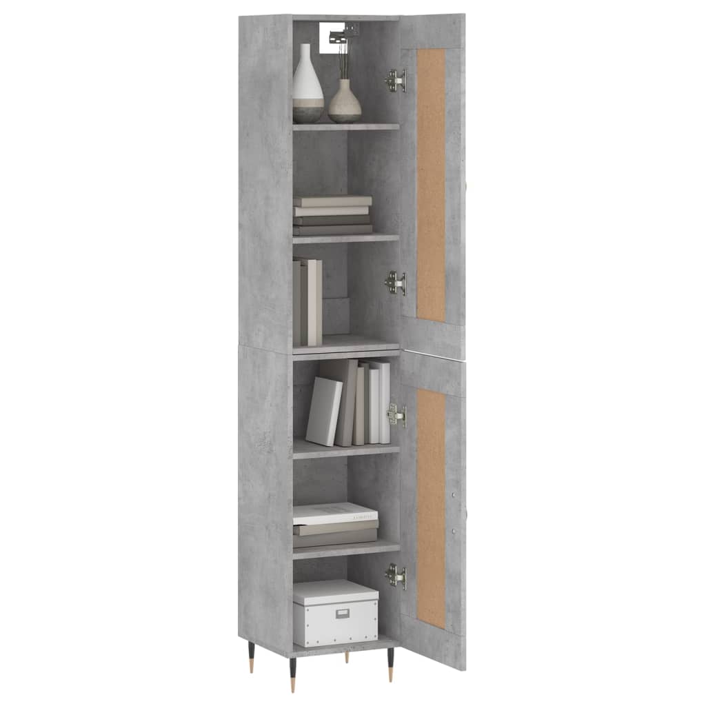 Hoge kast 34,5x34x180 cm bewerkt hout betongrijs - AllerleiShop