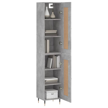 Hoge kast 34,5x34x180 cm bewerkt hout betongrijs - AllerleiShop