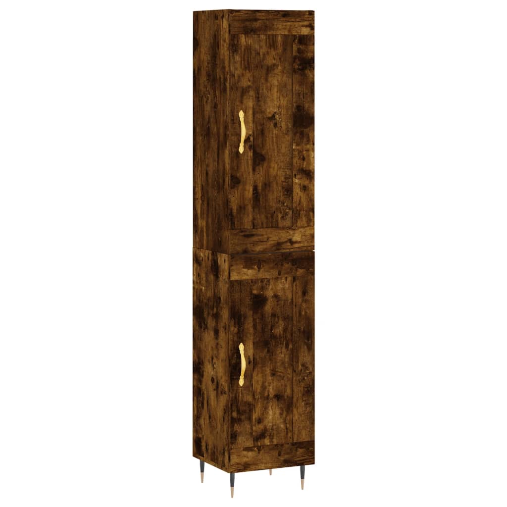 Hoge kast 34,5x34x180 cm bewerkt hout gerookt eikenkleurig - AllerleiShop