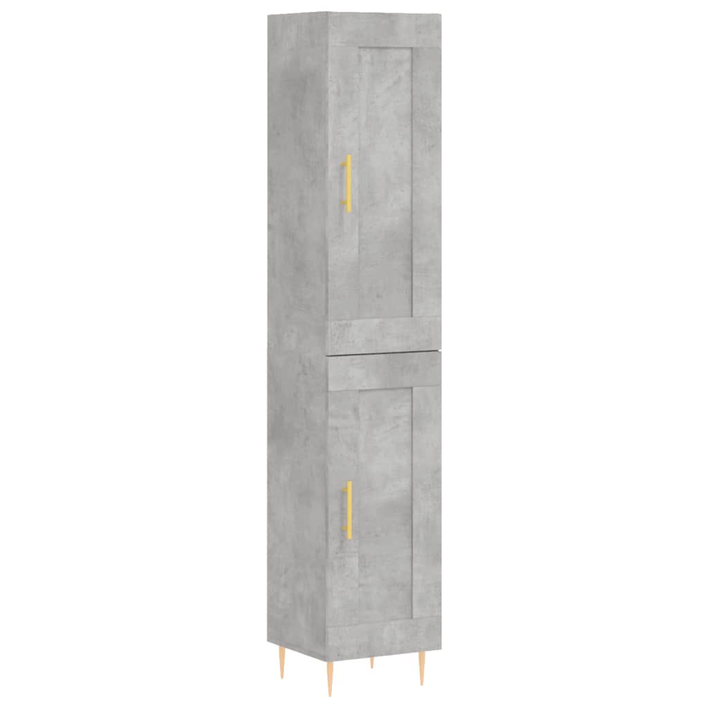 Hoge kast 34,5x34x180 cm bewerkt hout betongrijs - AllerleiShop