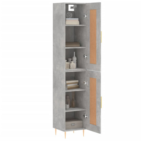 Hoge kast 34,5x34x180 cm bewerkt hout betongrijs - AllerleiShop