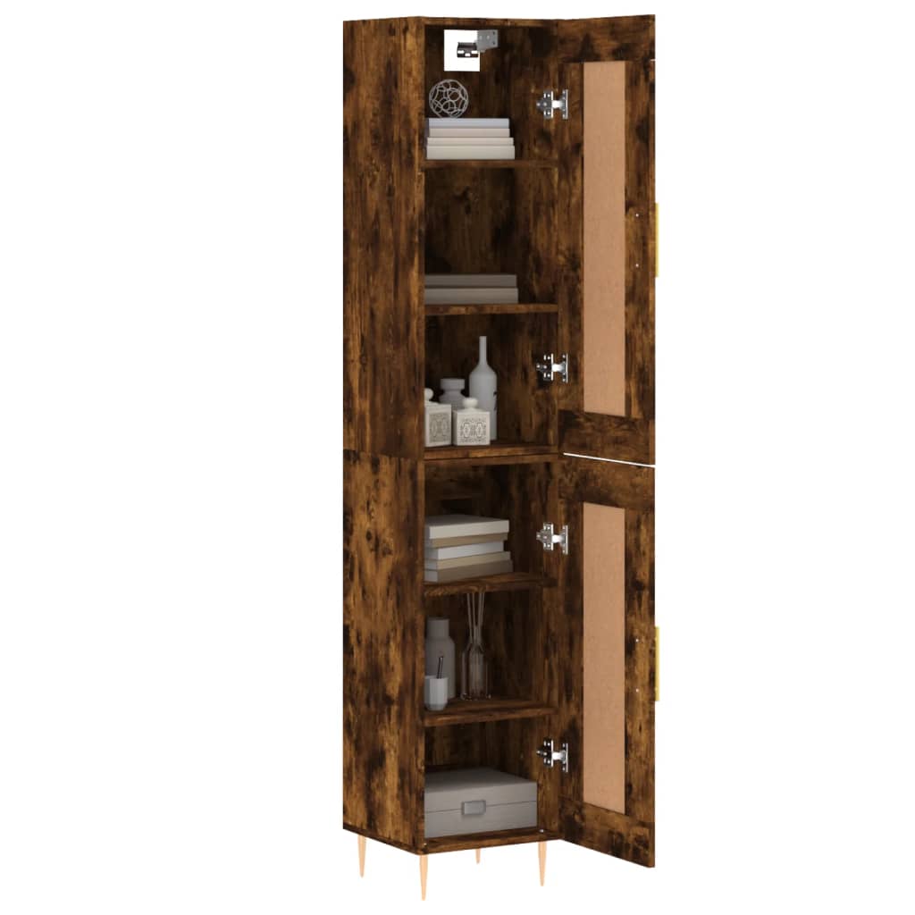 Hoge kast 34,5x34x180 cm bewerkt hout gerookt eikenkleurig - AllerleiShop