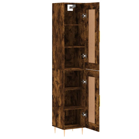 Hoge kast 34,5x34x180 cm bewerkt hout gerookt eikenkleurig - AllerleiShop