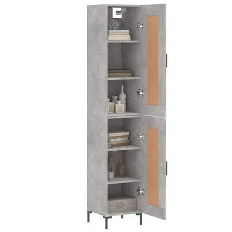 Hoge kast 34,5x34x180 cm bewerkt hout betongrijs - AllerleiShop