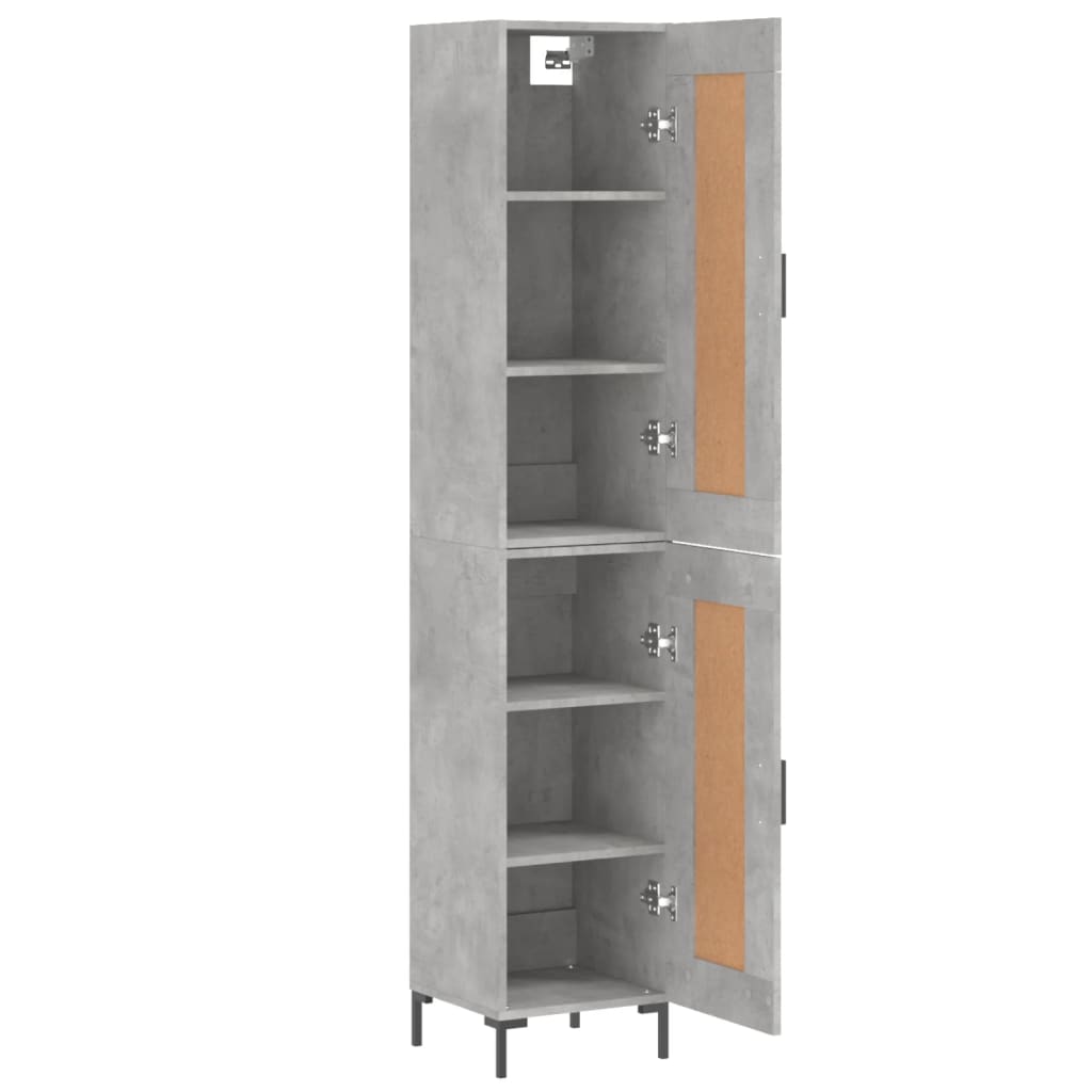 Hoge kast 34,5x34x180 cm bewerkt hout betongrijs - AllerleiShop