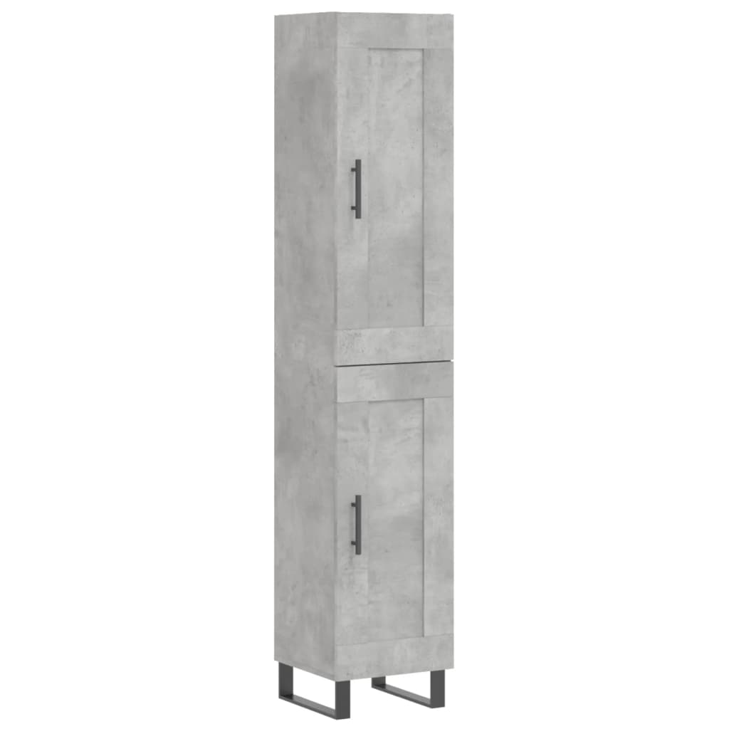 Hoge kast 34,5x34x180 cm bewerkt hout betongrijs - AllerleiShop