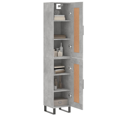 Hoge kast 34,5x34x180 cm bewerkt hout betongrijs - AllerleiShop