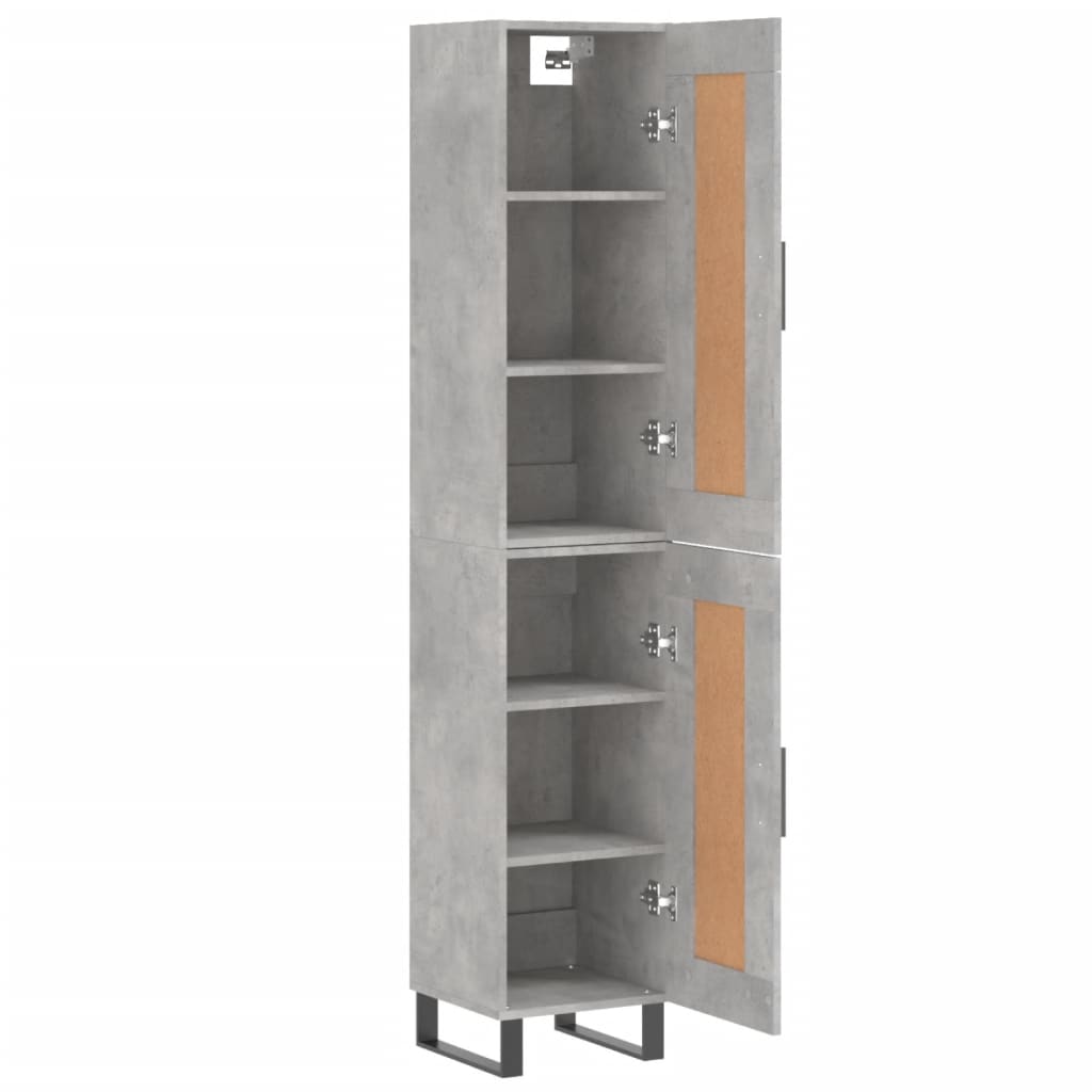 Hoge kast 34,5x34x180 cm bewerkt hout betongrijs - AllerleiShop