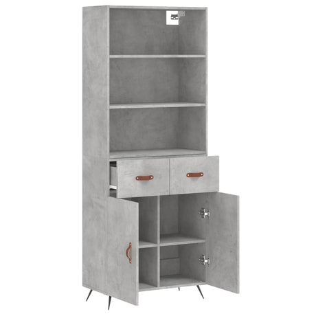 Hoge kast 69,5x34x180 cm bewerkt hout betongrijs - AllerleiShop