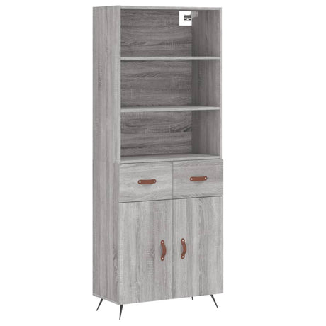 Hoge kast 69,5x34x180 cm bewerkt hout grijs sonoma eikenkleurig - AllerleiShop