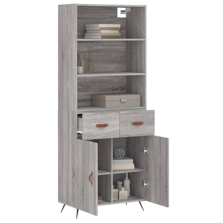 Hoge kast 69,5x34x180 cm bewerkt hout grijs sonoma eikenkleurig - AllerleiShop