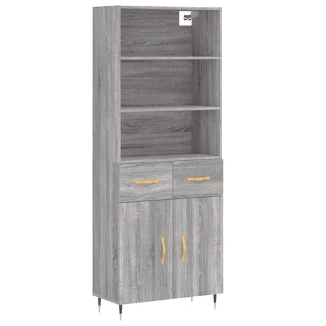 Hoge kast 69,5x34x180 cm bewerkt hout grijs sonoma eikenkleurig - AllerleiShop