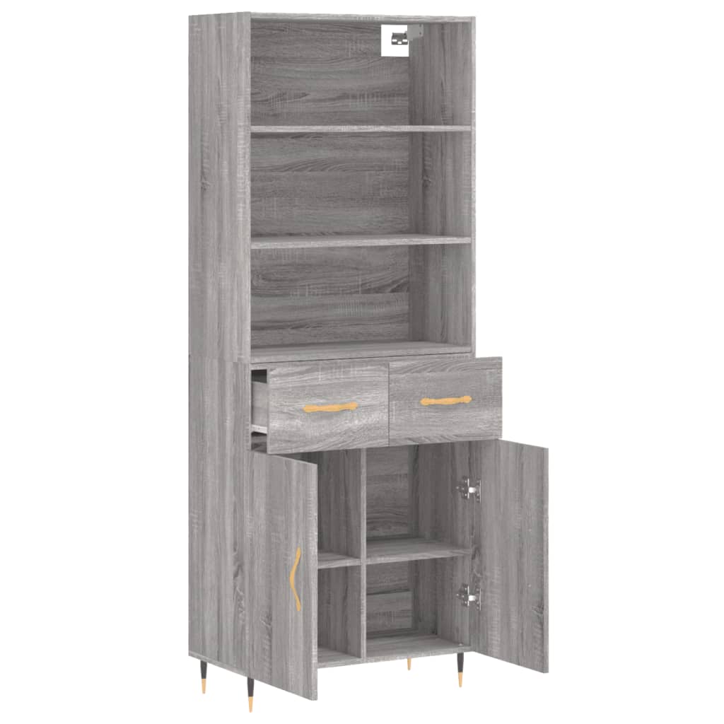 Hoge kast 69,5x34x180 cm bewerkt hout grijs sonoma eikenkleurig - AllerleiShop