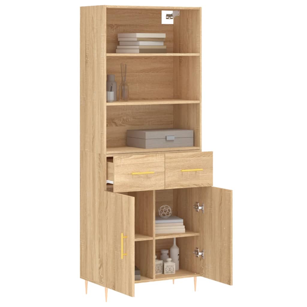 Hoge kast 69,5x34x180 cm bewerkt hout sonoma eikenkleurig - AllerleiShop