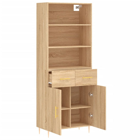 Hoge kast 69,5x34x180 cm bewerkt hout sonoma eikenkleurig - AllerleiShop