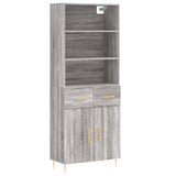 Hoge kast 69,5x34x180 cm bewerkt hout grijs sonoma eikenkleurig - AllerleiShop