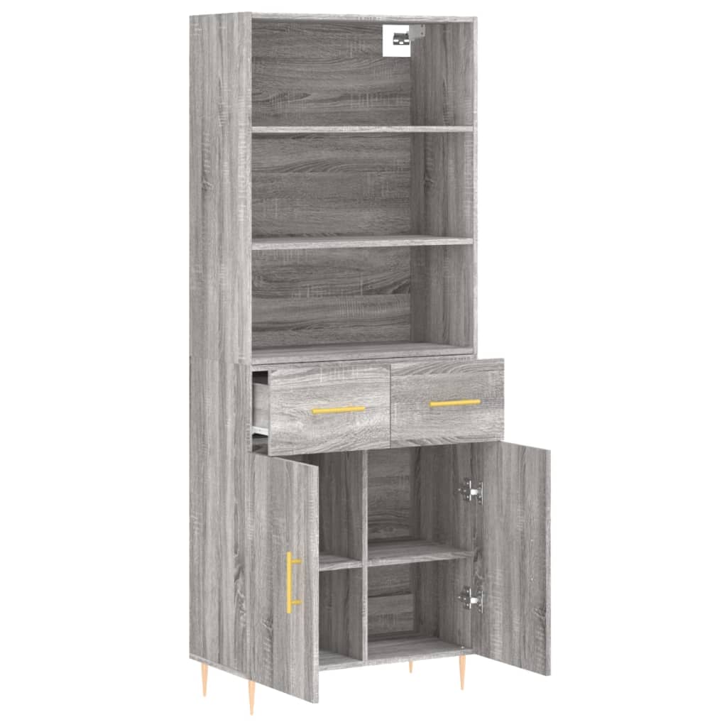 Hoge kast 69,5x34x180 cm bewerkt hout grijs sonoma eikenkleurig - AllerleiShop