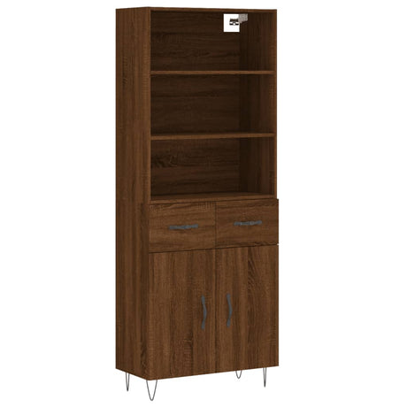 Hoge kast 69,5x34x180 cm bewerkt hout bruin eikenkleur - AllerleiShop