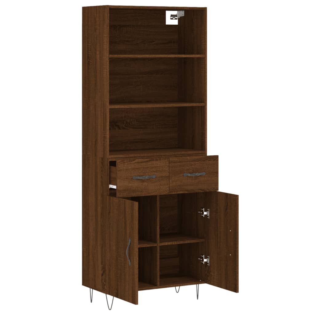 Hoge kast 69,5x34x180 cm bewerkt hout bruin eikenkleur - AllerleiShop