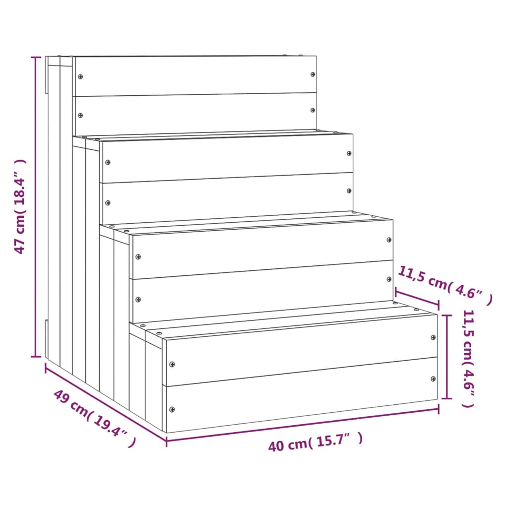 Huisdierentrap 40x49x47 cm massief grenenhout wit - AllerleiShop