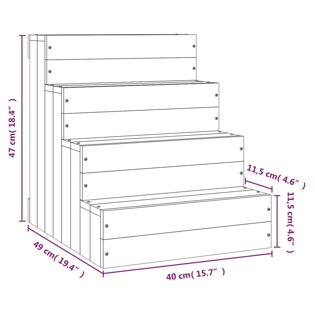 Huisdierentrap 40x49x47 cm massief grenenhout grijs - AllerleiShop