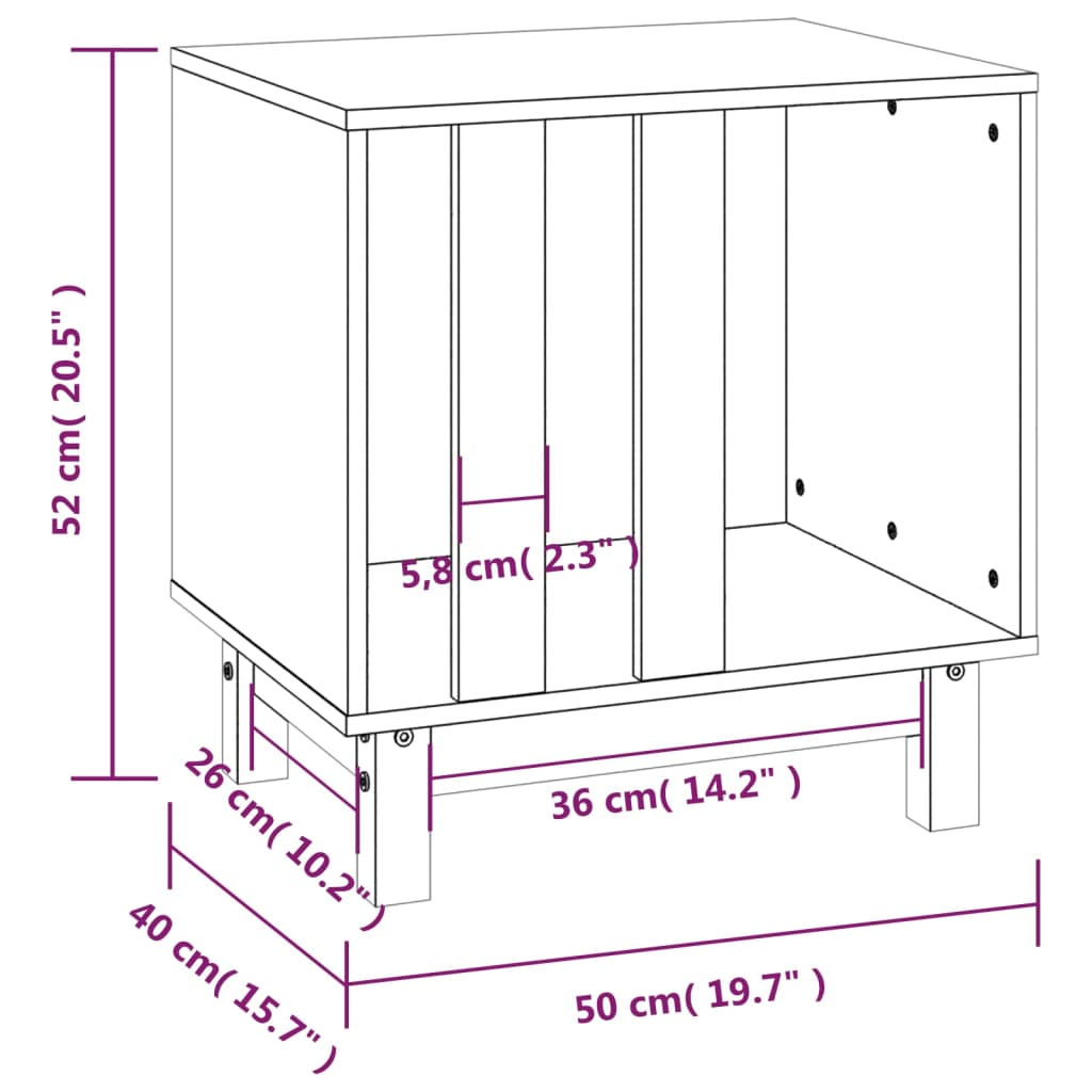 Hondenhok 50x40x52 cm massief grenenhout grijs - AllerleiShop