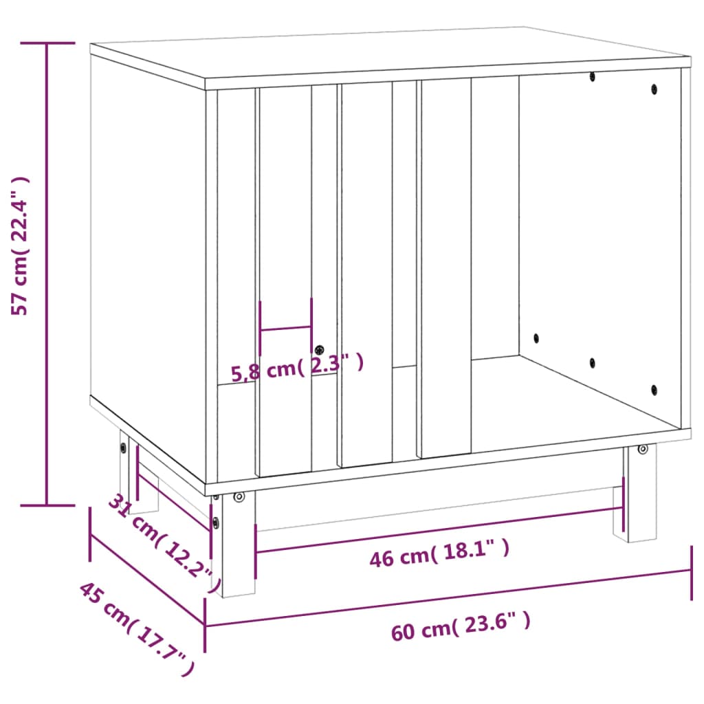 Hondenhok 60x45x57 cm massief grenenhout wit - AllerleiShop