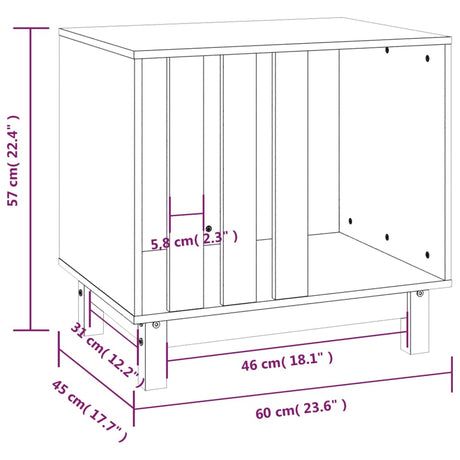 Hondenhok 60x45x57 cm massief grenenhout wit - AllerleiShop