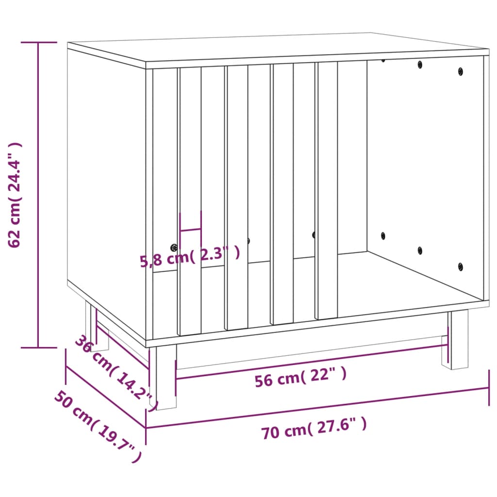 Hondenhok 70x50x62 cm massief grenenhout - AllerleiShop