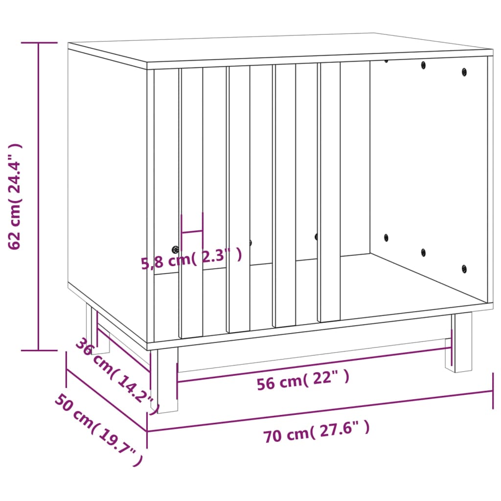 Hondenhok 70x50x62 cm massief grenenhout wit - AllerleiShop