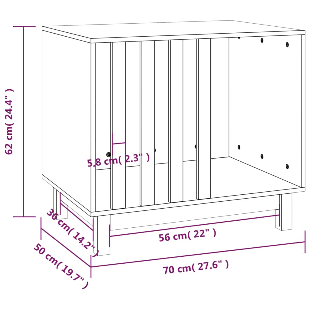 Hondenhok 70x50x62 cm massief grenenhout zwart - AllerleiShop