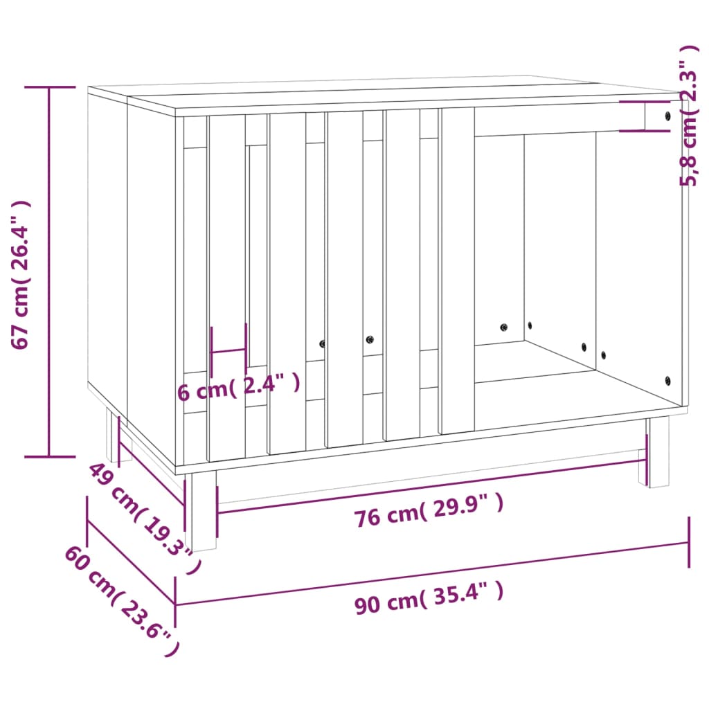 Hondenhok 90x60x67 cm massief grenenhout - AllerleiShop