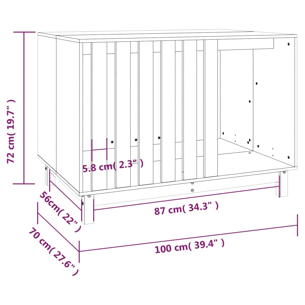 Hondenhok 100x70x72 cm massief grenenhout - AllerleiShop