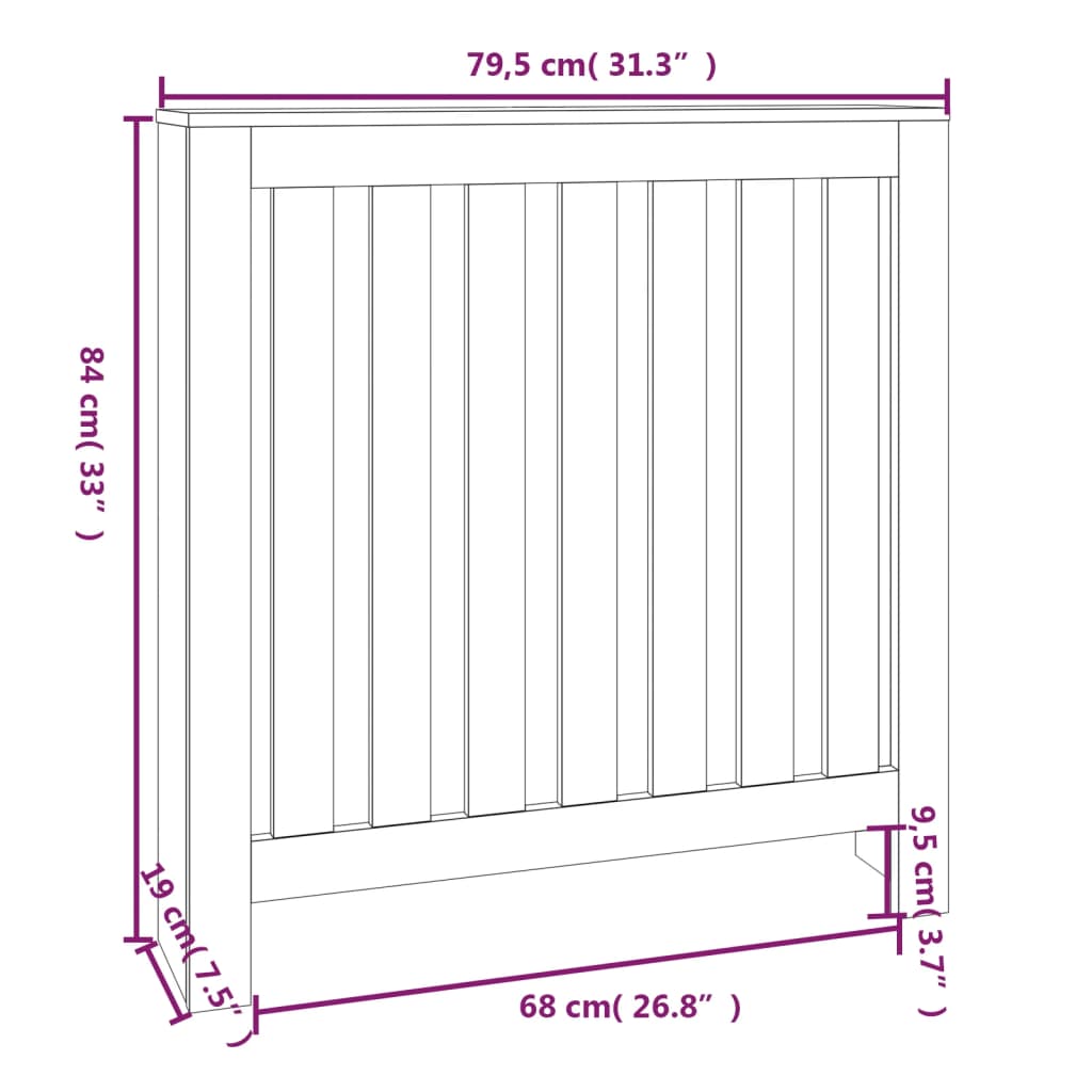 Radiatorombouw 79,5x19x84 cm massief grenenhout - AllerleiShop