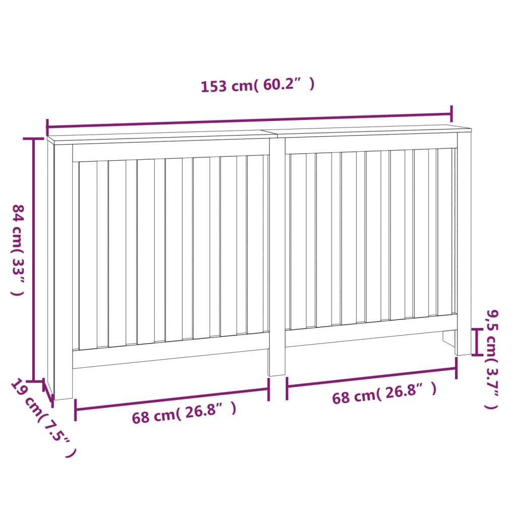 Radiatorombouw 153x19x84 cm massief grenenhout - AllerleiShop