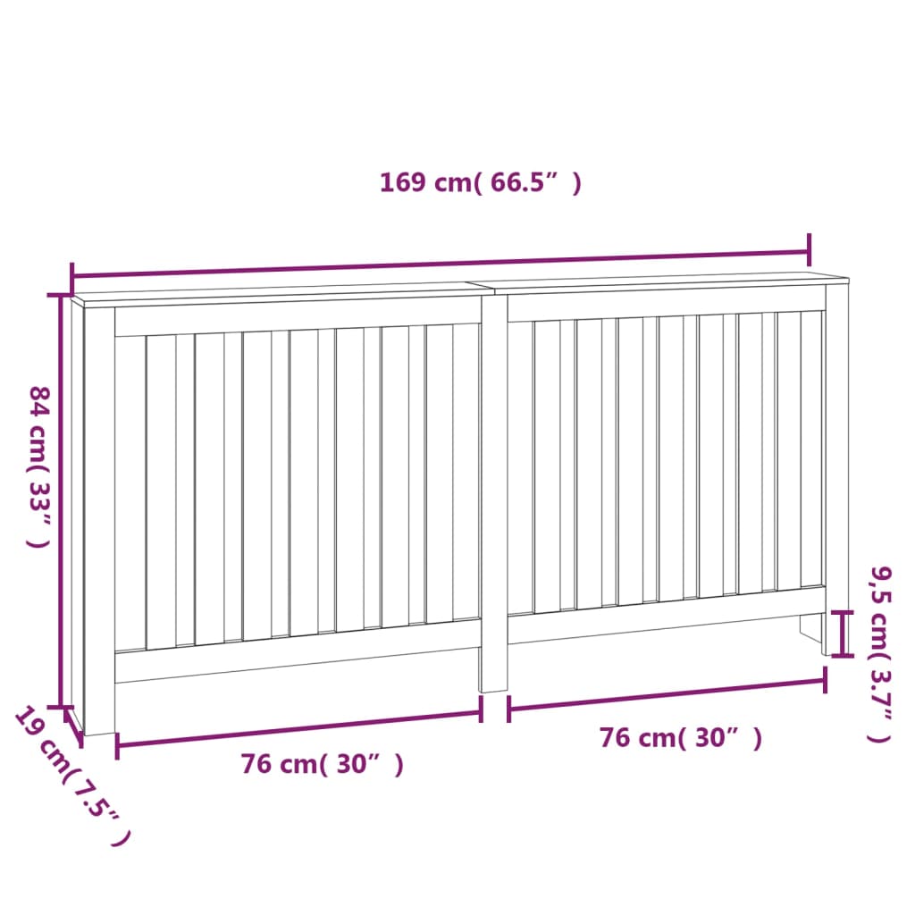 Radiatorombouw 169x19x84 cm massief grenenhout - AllerleiShop