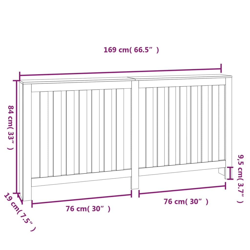 Radiatorombouw 169x19x84 cm massief grenenhout grijs - AllerleiShop