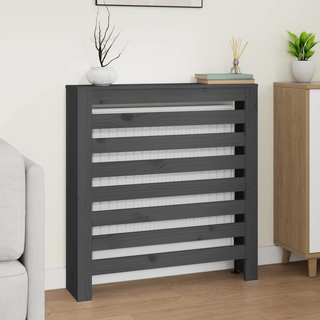 Radiatorombouw 79,5x19x84 cm massief grenenhout grijs - AllerleiShop