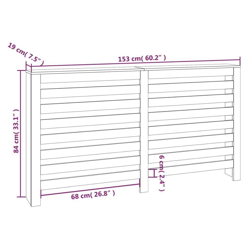 Radiatorombouw 153x19x84 cm massief grenenhout - AllerleiShop