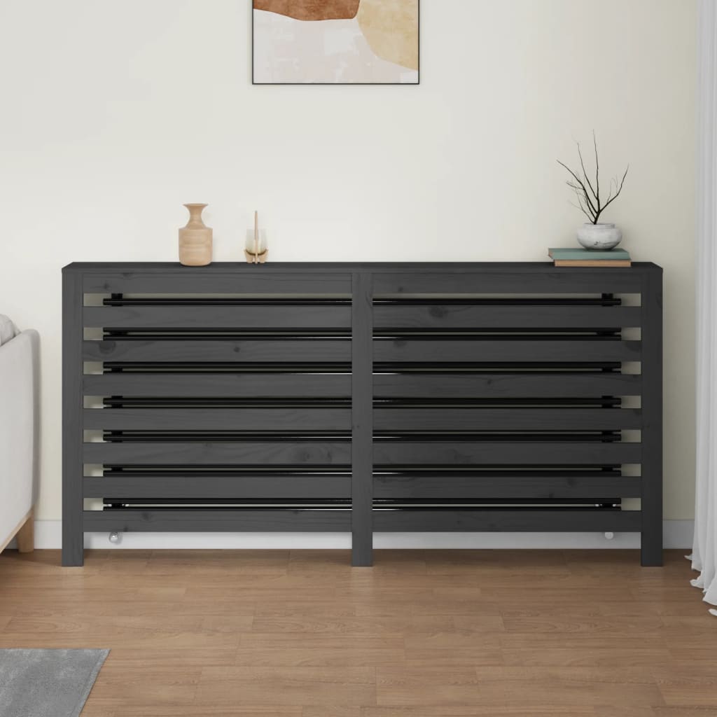 Radiatorombouw 169x19x84 cm massief grenenhout grijs - AllerleiShop