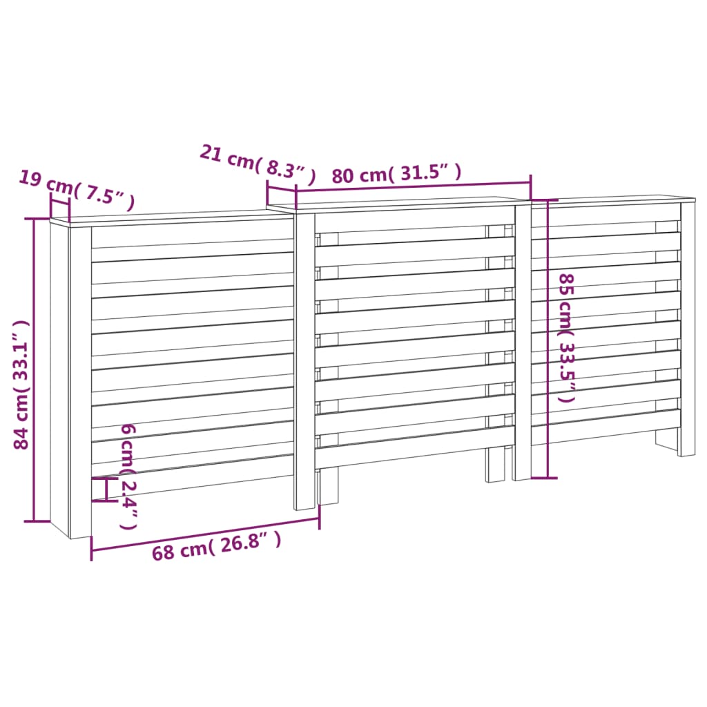 Radiatorombouw 210x21x85 cm massief grenenhout - AllerleiShop